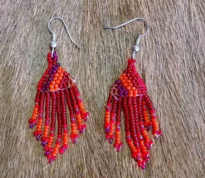 Zulu beaded earrings Zulu beaded earings - Red