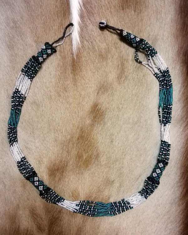 African Zulu necklace - silver black