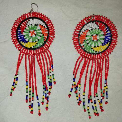 Zulu beaded earrings Zulu beaded earings - Red