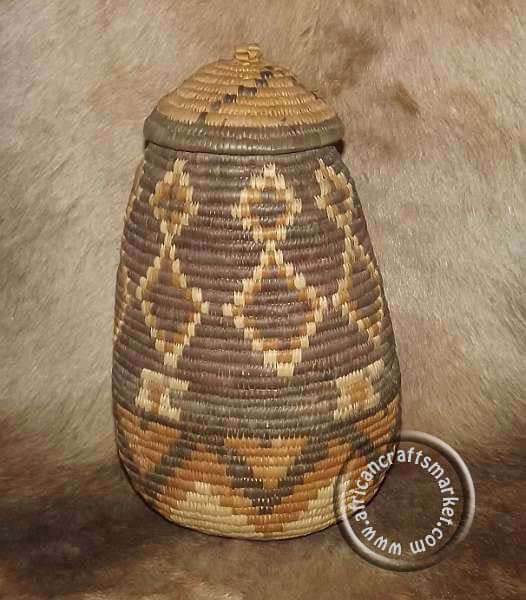 African hand woven Zulu basket with lid