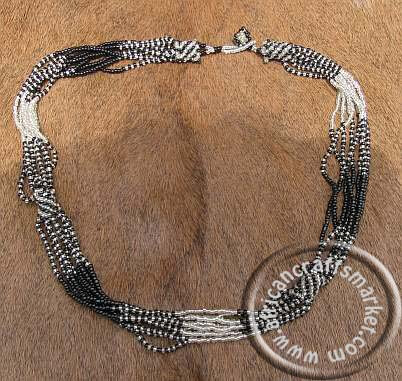 African Zulu necklace - silver black