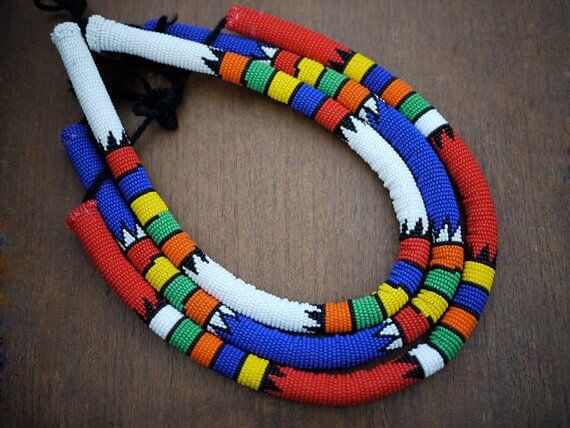 Zulu beaded rope necklace
