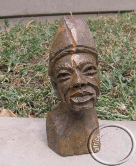 African hand carved stone Zulu bust