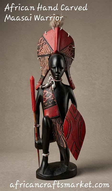 Masai wariior carvung African wooden Masai warrior