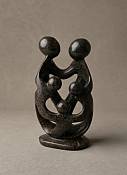 Soapstone family of 5 Shona-style inspired abstract parents and three children stone statue, symbolizing unity, love, and protection