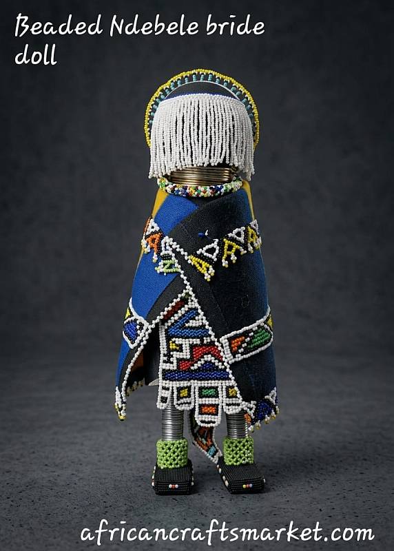 African Ndebele beaded bride doll