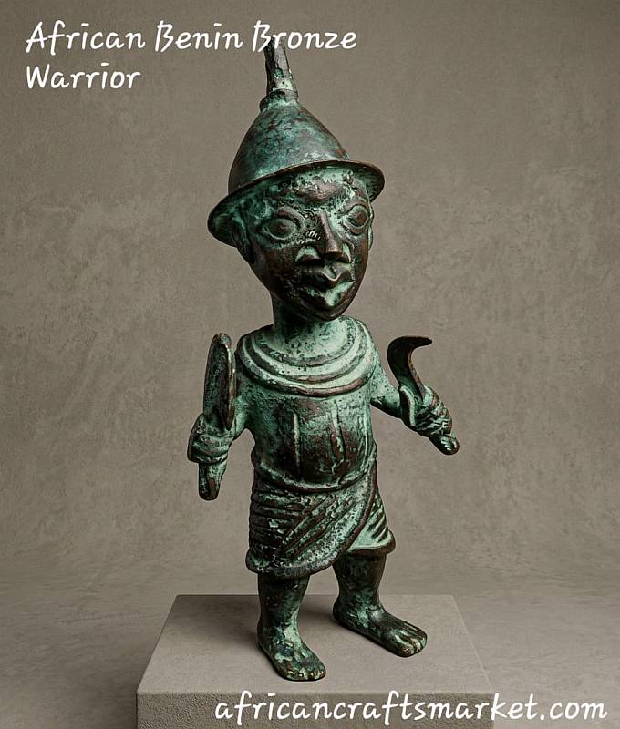 African Benin bronze - warrior