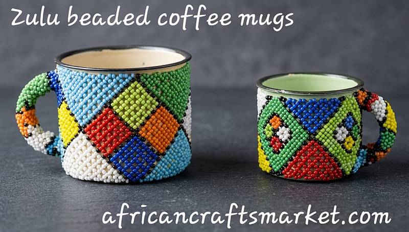 African Zulu beaded mugs