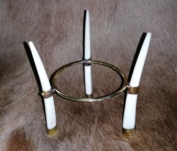 Wood & bone ostrich egg holder