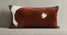 Brown and white Nguni cow hide bilster cushion Nguni cow hide bolster cushion - brown and white