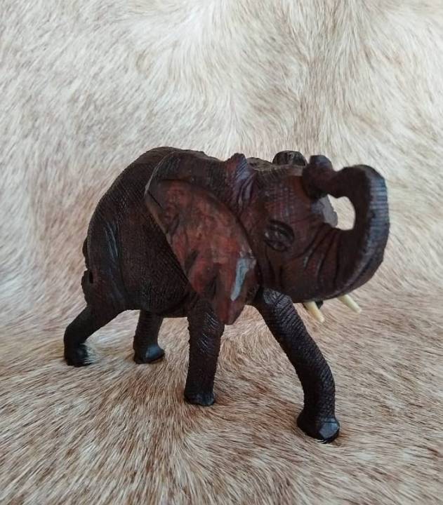 Wooden elephant African carved Elephant
