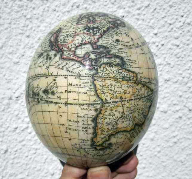 World map ostrich egg World map ostrich egg