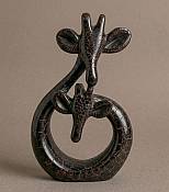 Hand-Carved Intertwined Stone Giraffe Pair Handcrafted stone giraffe pair sculpture, minimalist intertwined design perfect for unique safari-themed home decor