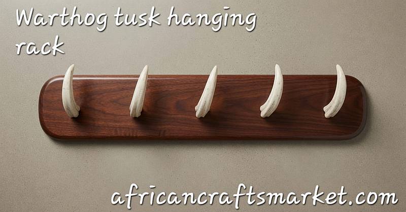 Decorative warthog tusk hanging rack for safari lodge interiors