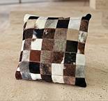 Tanned Nguni cow hide patch cushion Nguni hide patch cushion