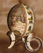 World map decoupage ostrich egg
