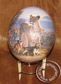 Lions on ostrich egg