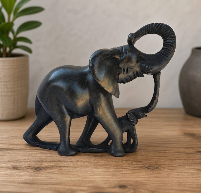 Hand carved stone elephant and calf from Zimbabwe