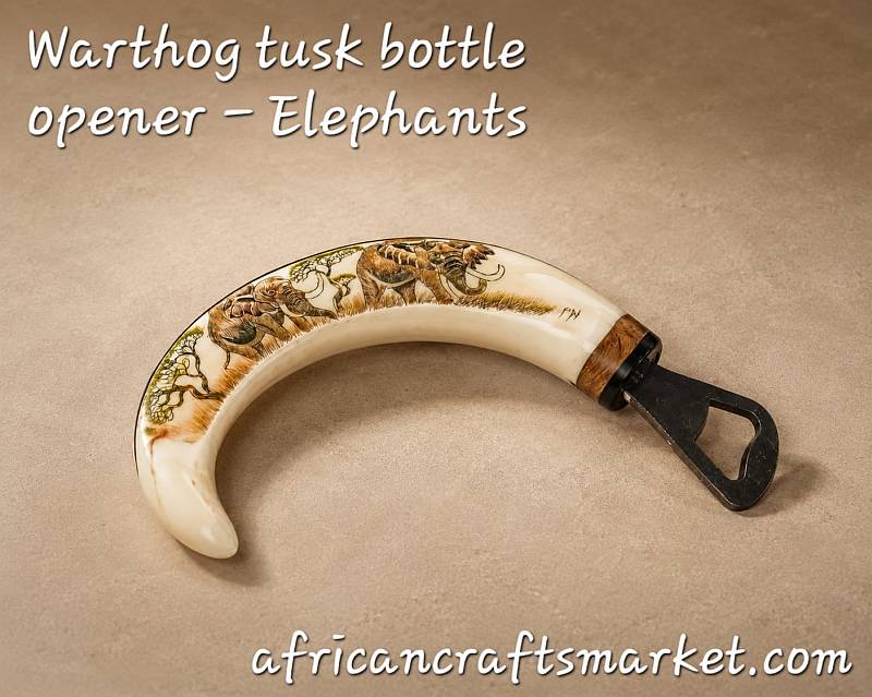 African Warthog tusk bottle openers - Elephants
