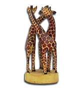 African hand carved wooden Giraffe family