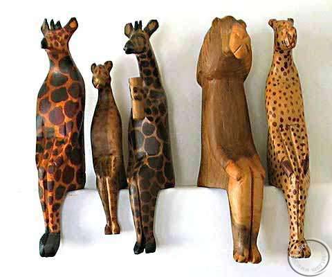 African wooden sitting animals