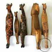 African hand carved wooden sitting animals